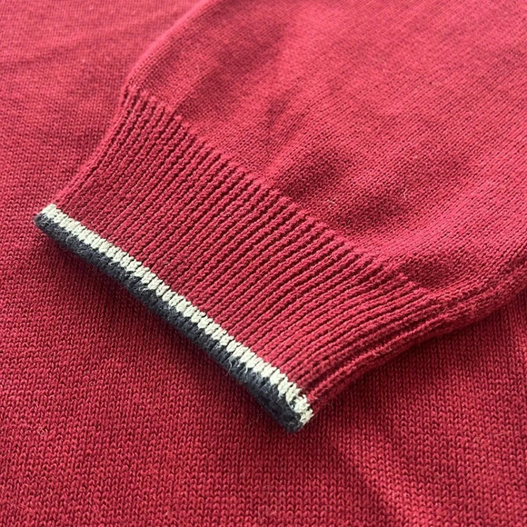 Ralph Lauren Chaps Men’s Large Burgundy 100% Cotton Crew Neck Navy / Gray NWOT - Picture 9 of 15